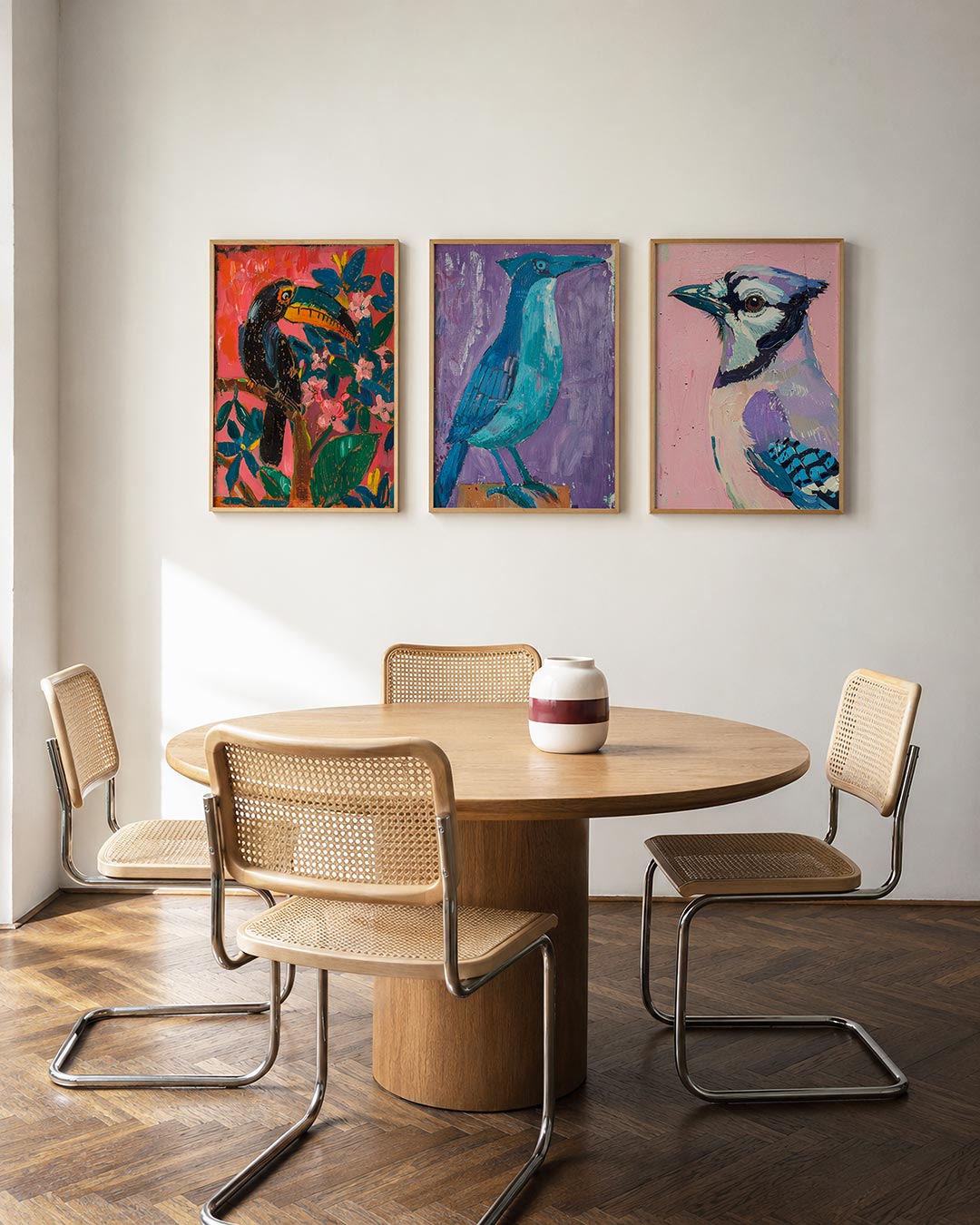 Vogel en bloemen Posterset