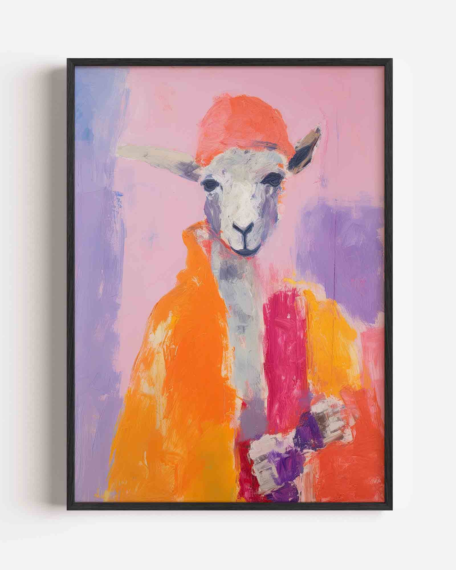 Schaap met oranje muts Poster