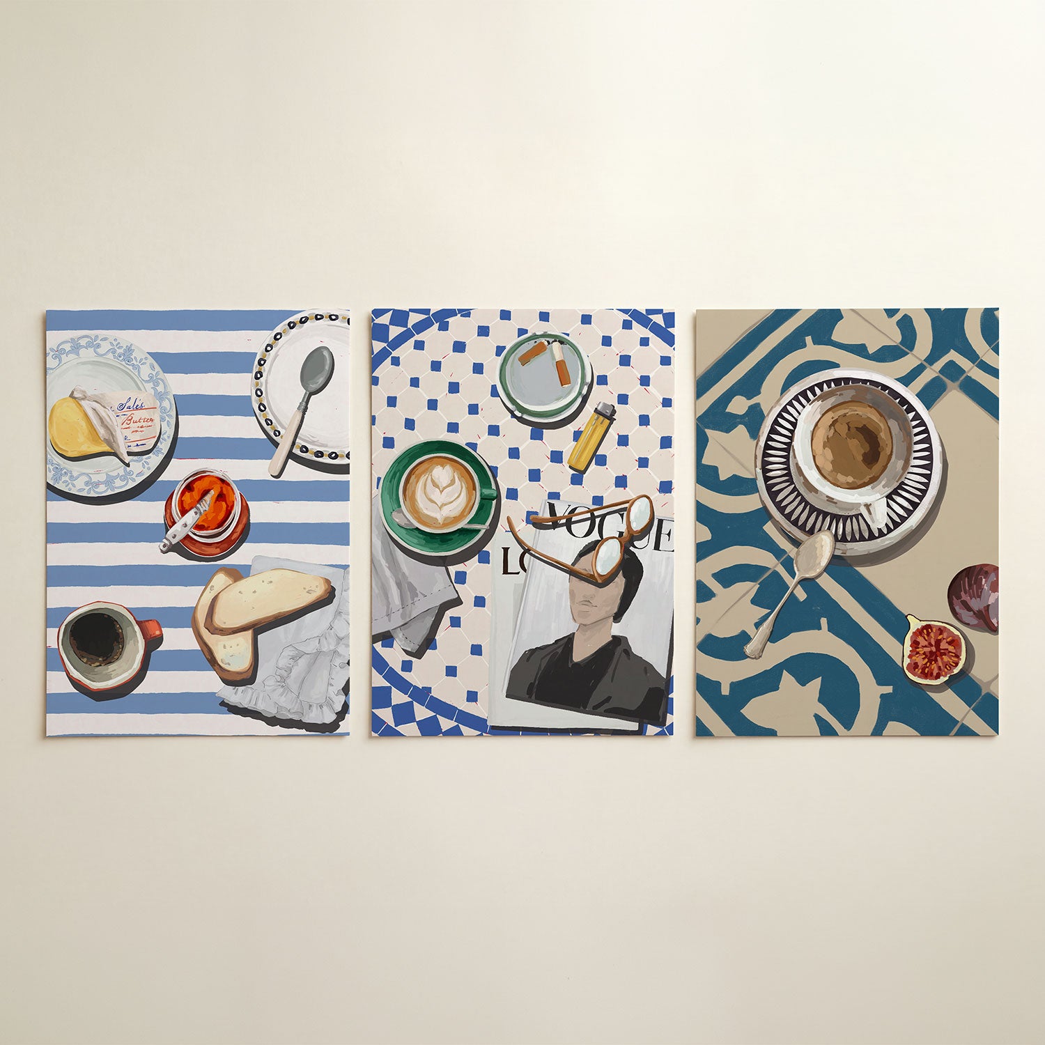 Ontbijt op strepen Posterset