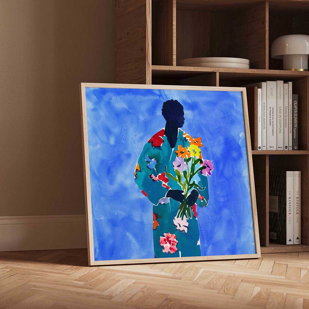 Figuur met bloemen Poster