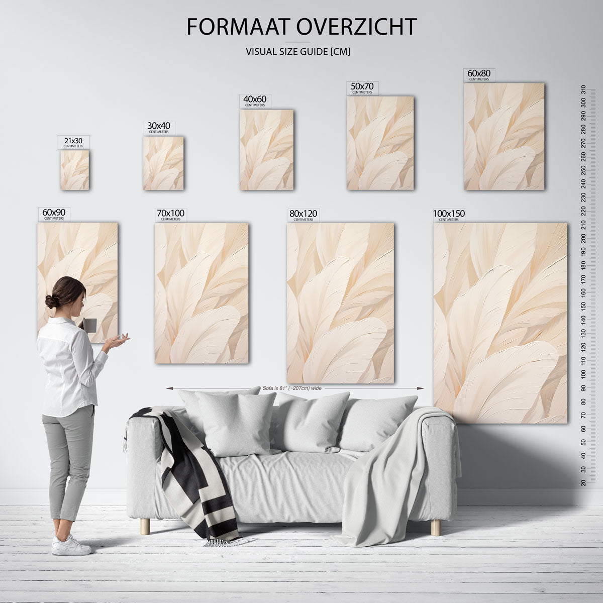 Beige bladeren Poster