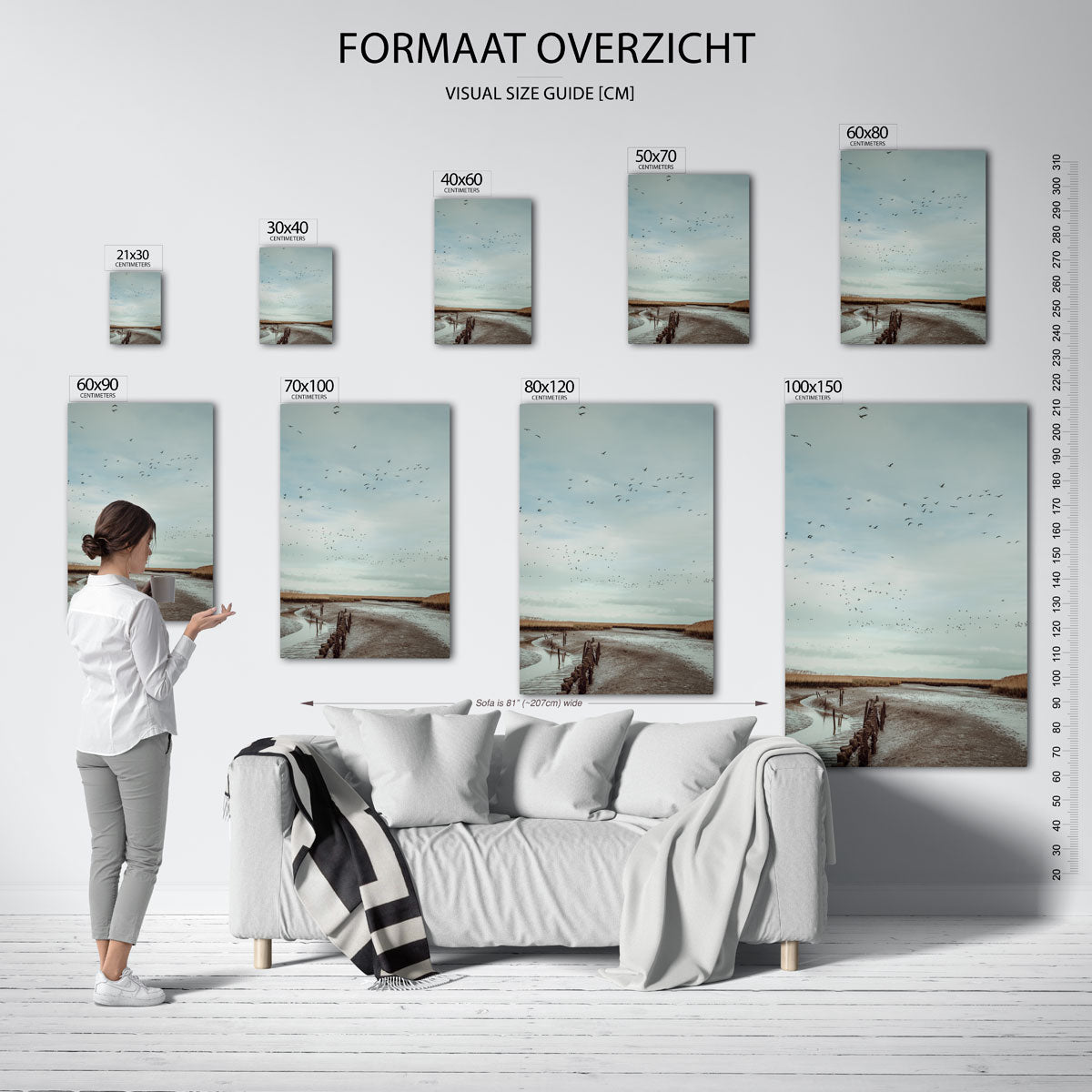 Vogels boven landschap Poster