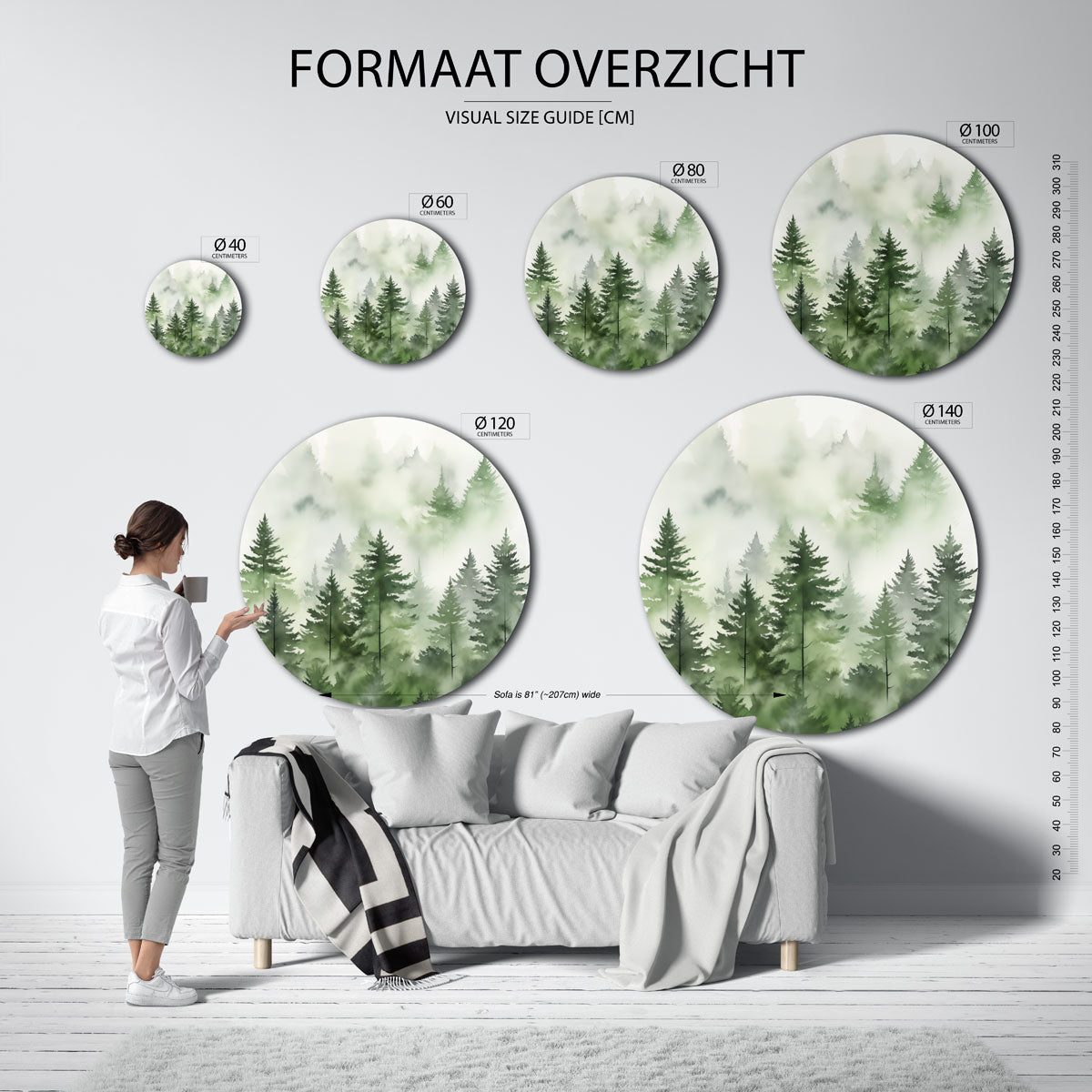 Groene bomen Muurcirkel