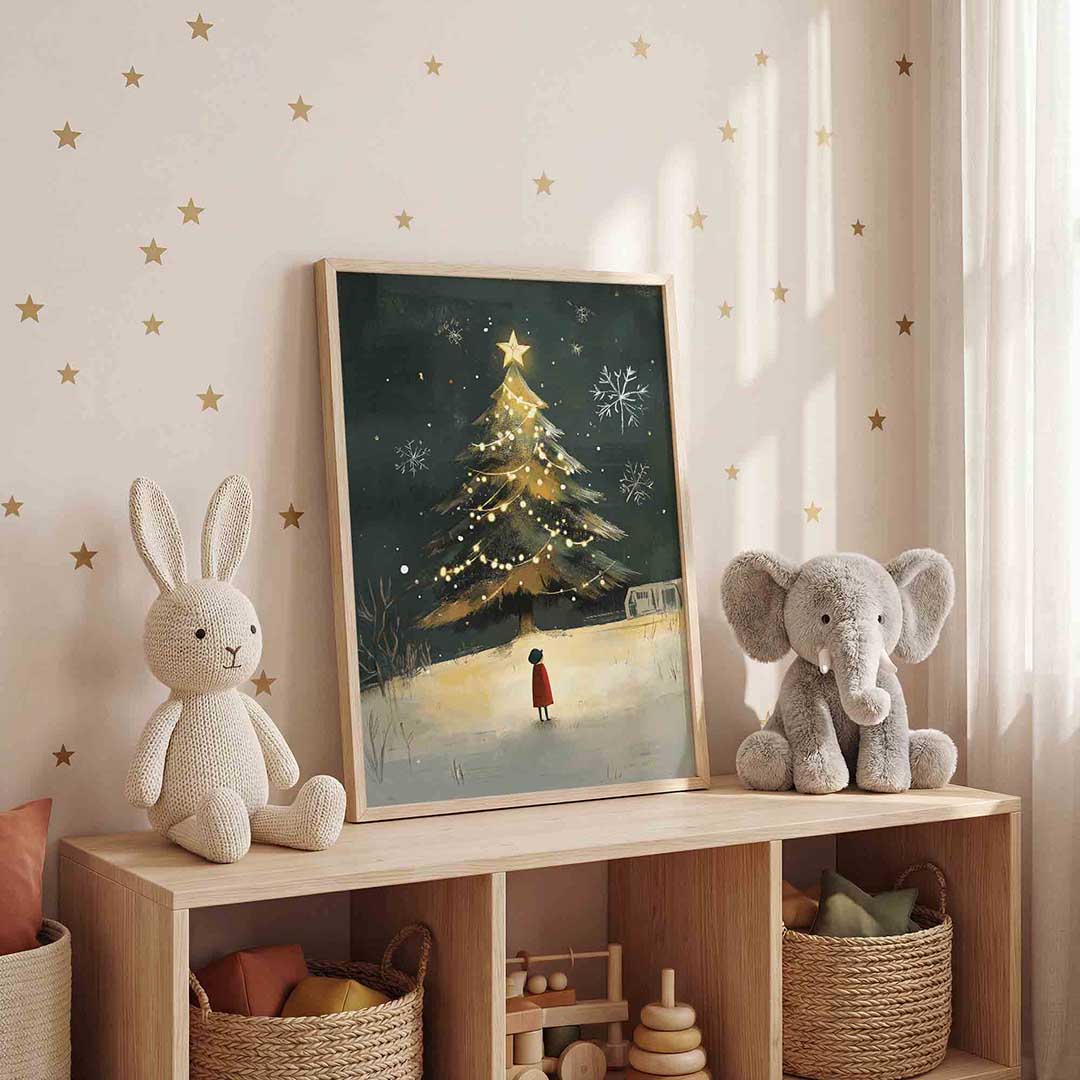 Kerstboom met kind Poster