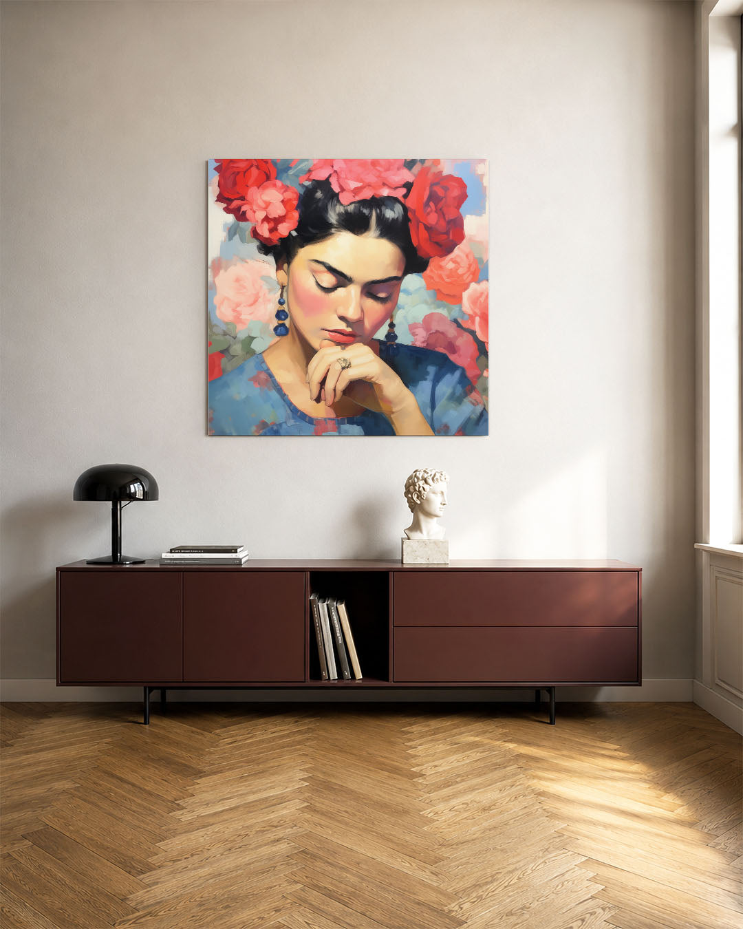 Dromerige bloemenportret Kunstwerk