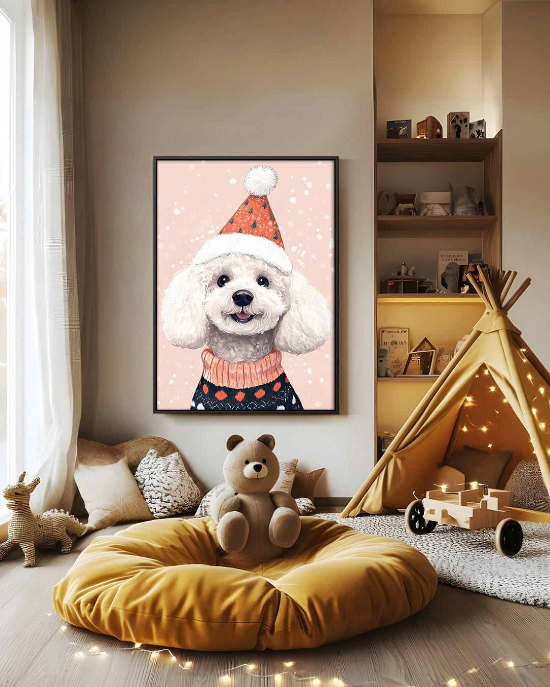 Vrolijke hond kerst Kunstwerk