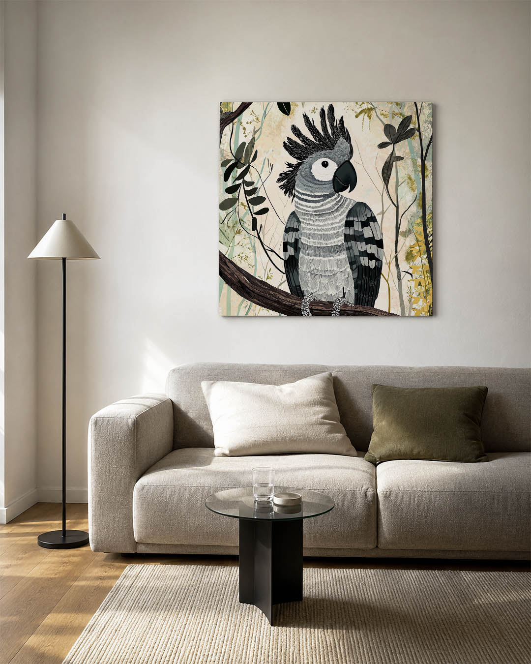 Vogelsilhouet in bos Kunstwerk