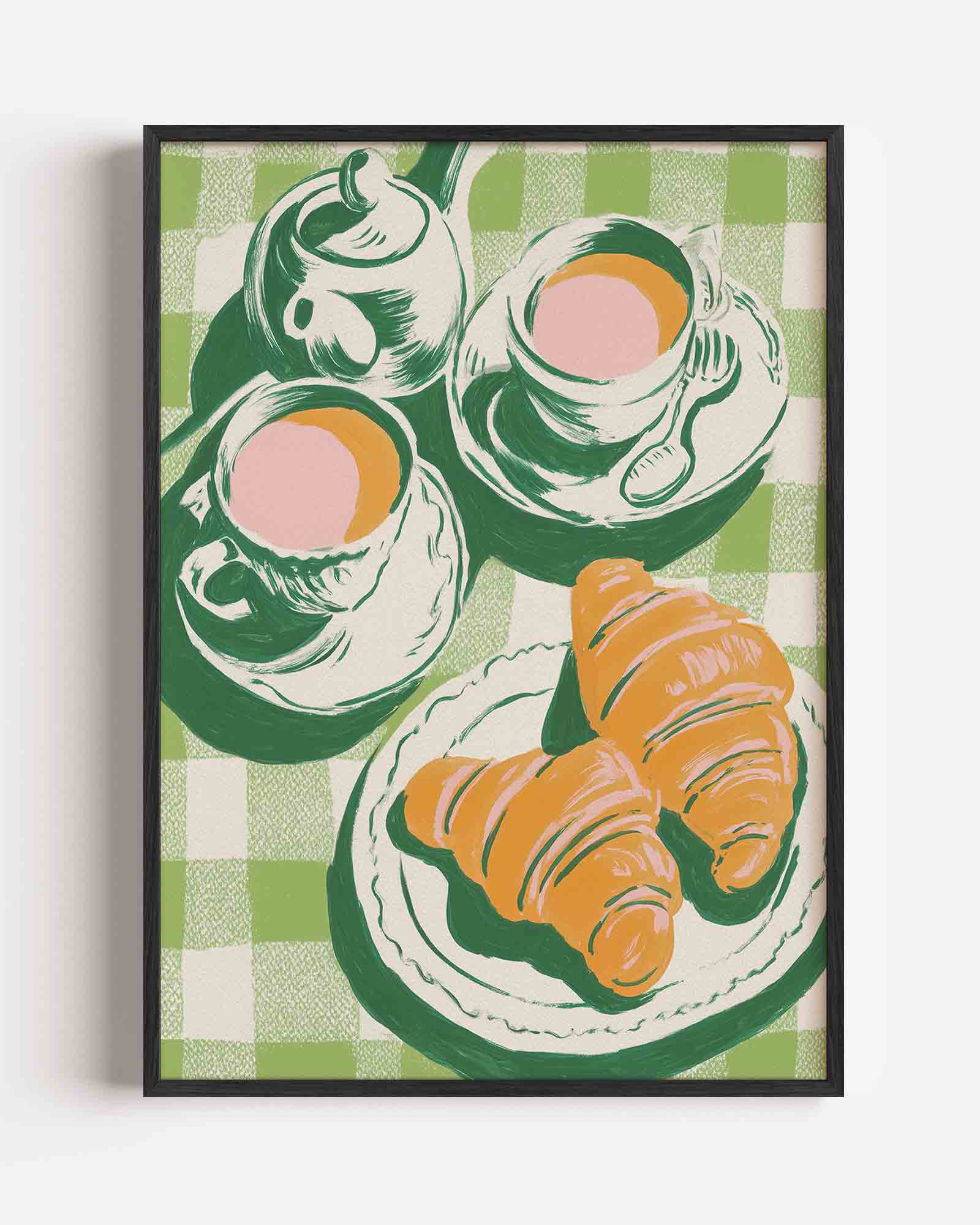 Ontbijt met croissants Poster