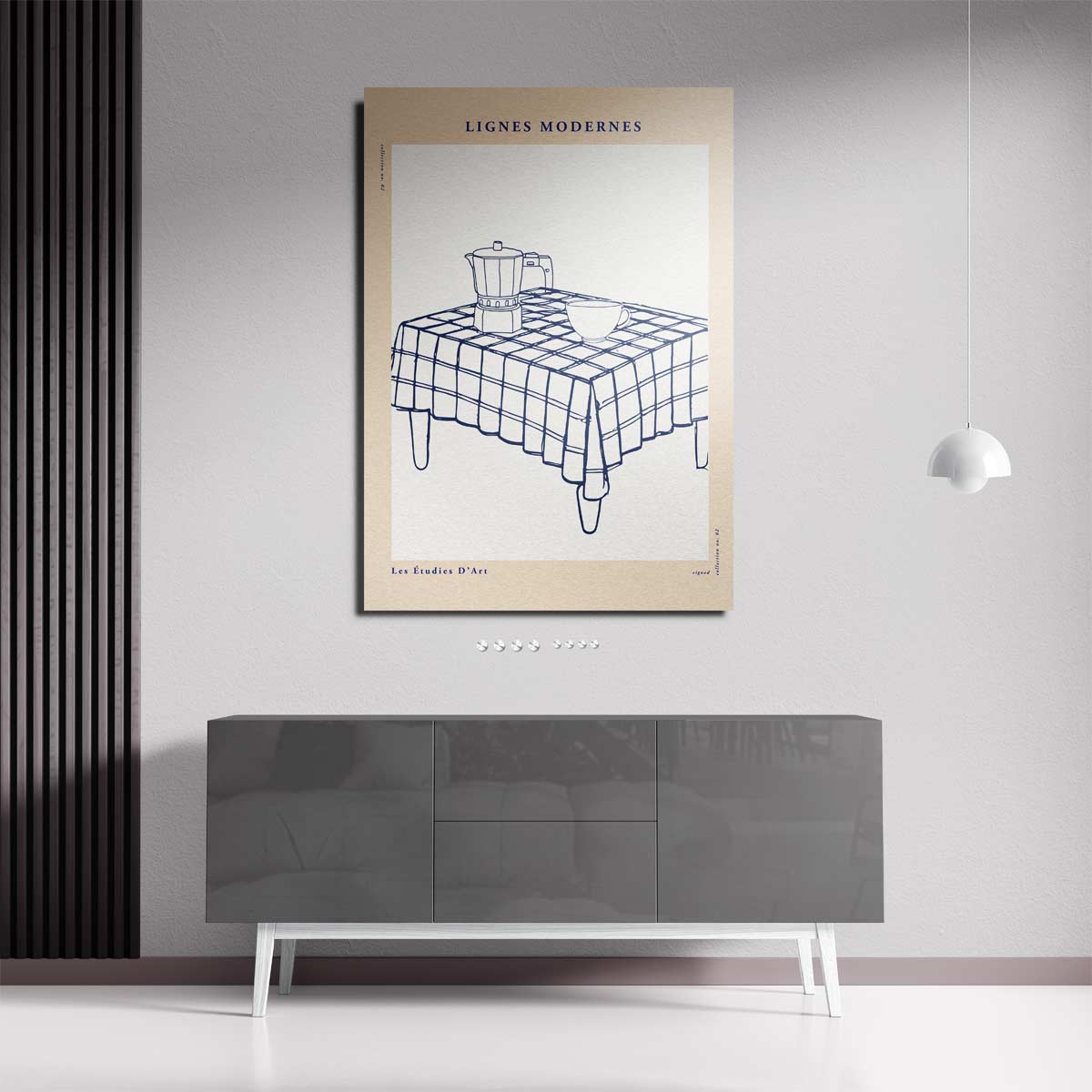 Lijnen Moderne Ontbijttafel Kunstwerk-canvas-dibond-plexiglas-wanddecoratie-WallArtistic