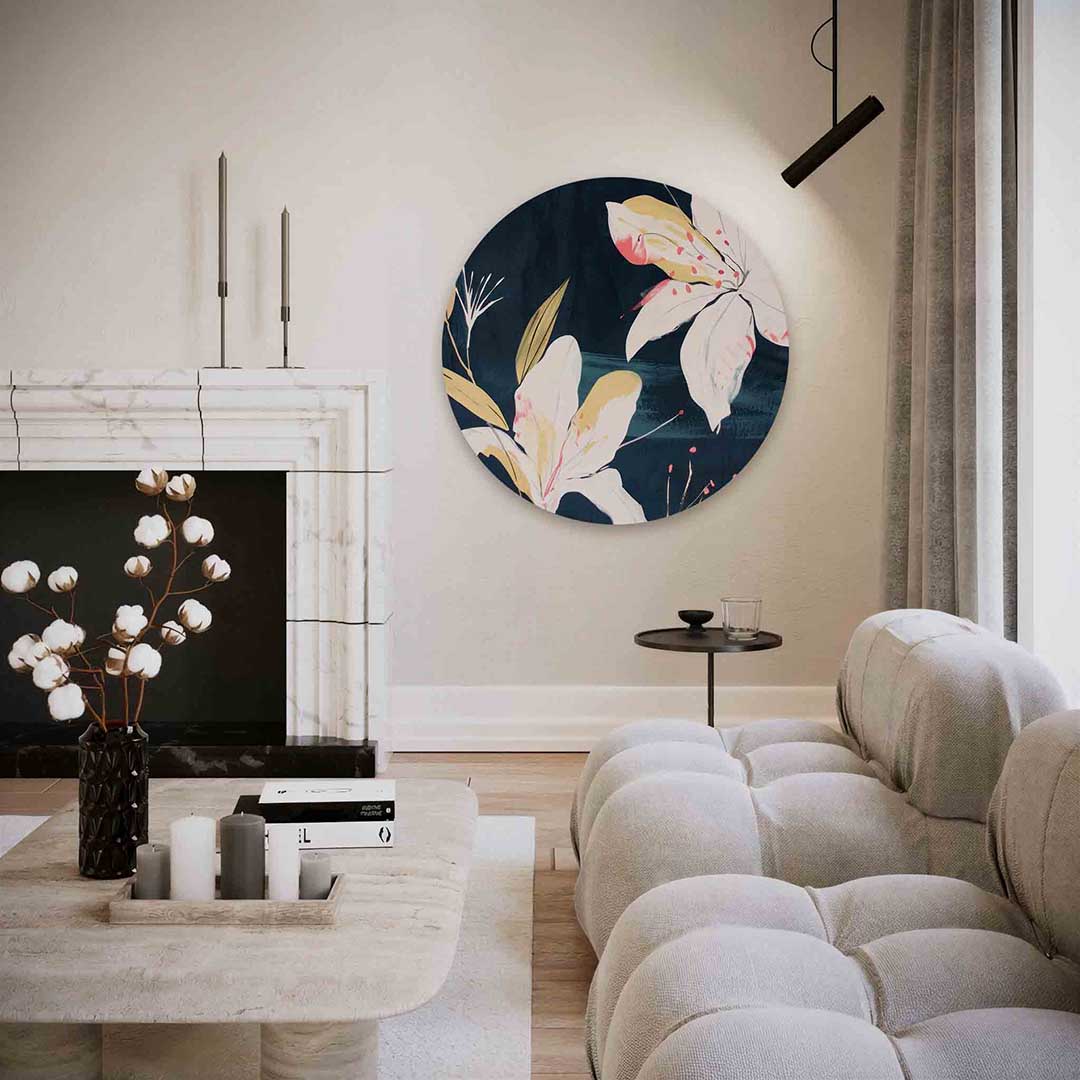 Witte bloemen Muurcirkel