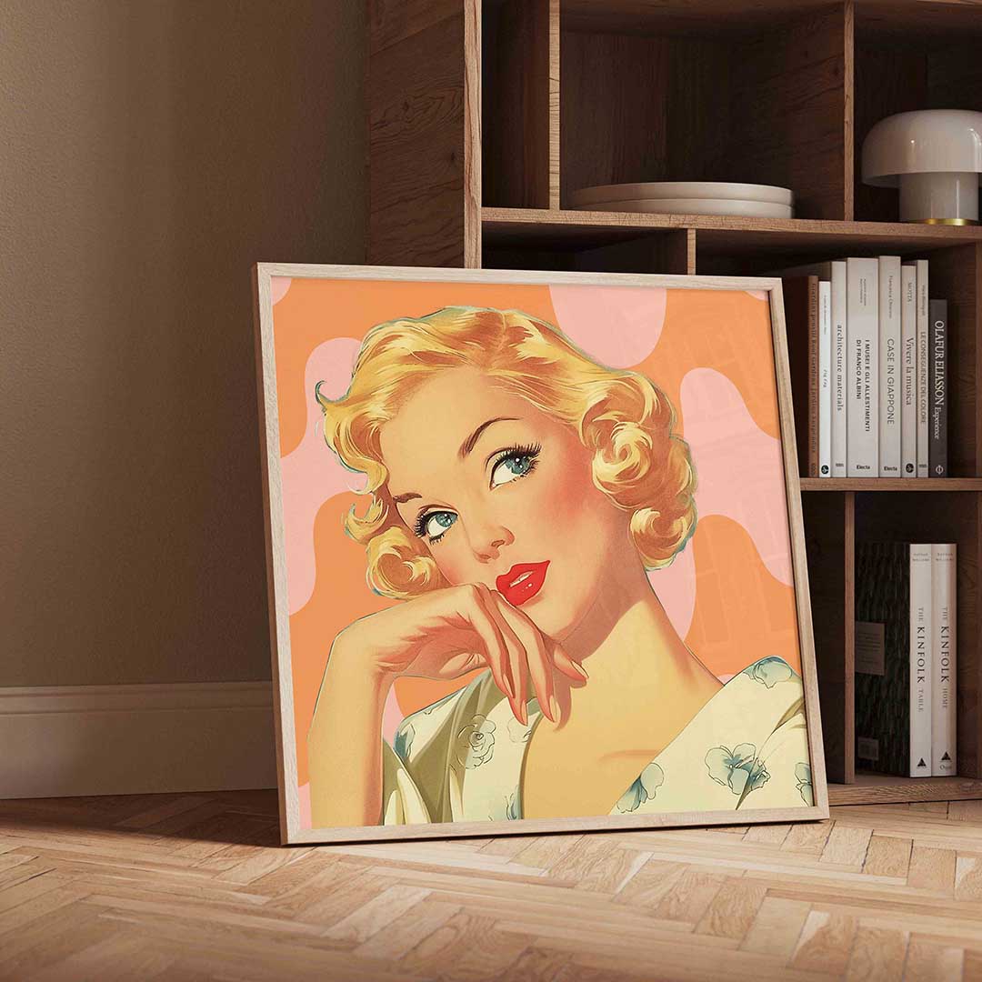 Blonde vrouw met golvend haar Poster