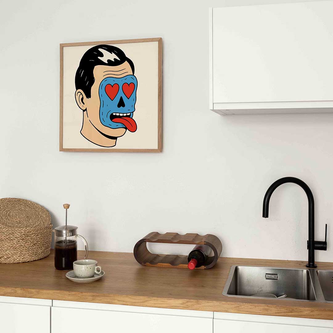Blauw masker met rode harten Poster