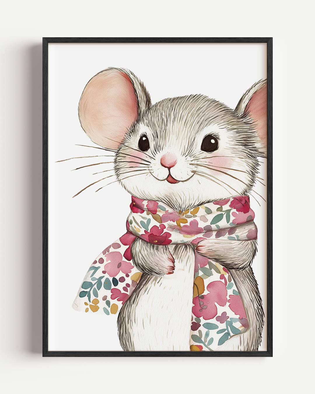 Lieve Muizenposter met Bloemensjaal Poster-WallArtistic