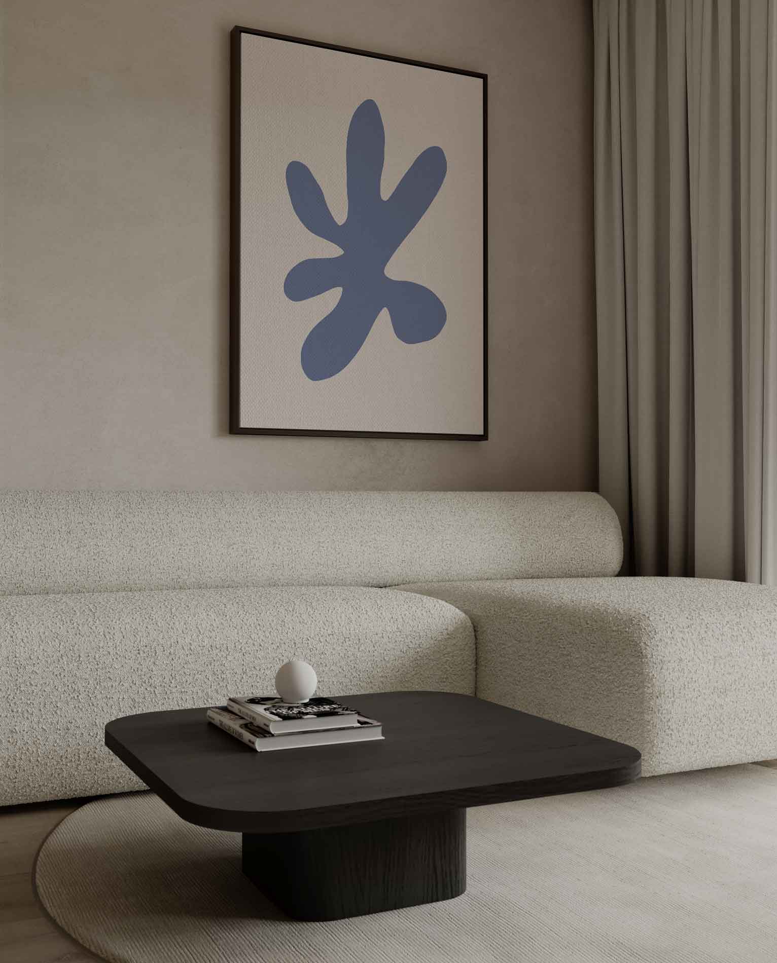 Blauwe Organische Vorm Kunstwerk-canvas-dibond-plexiglas-wanddecoratie-WallArtistic