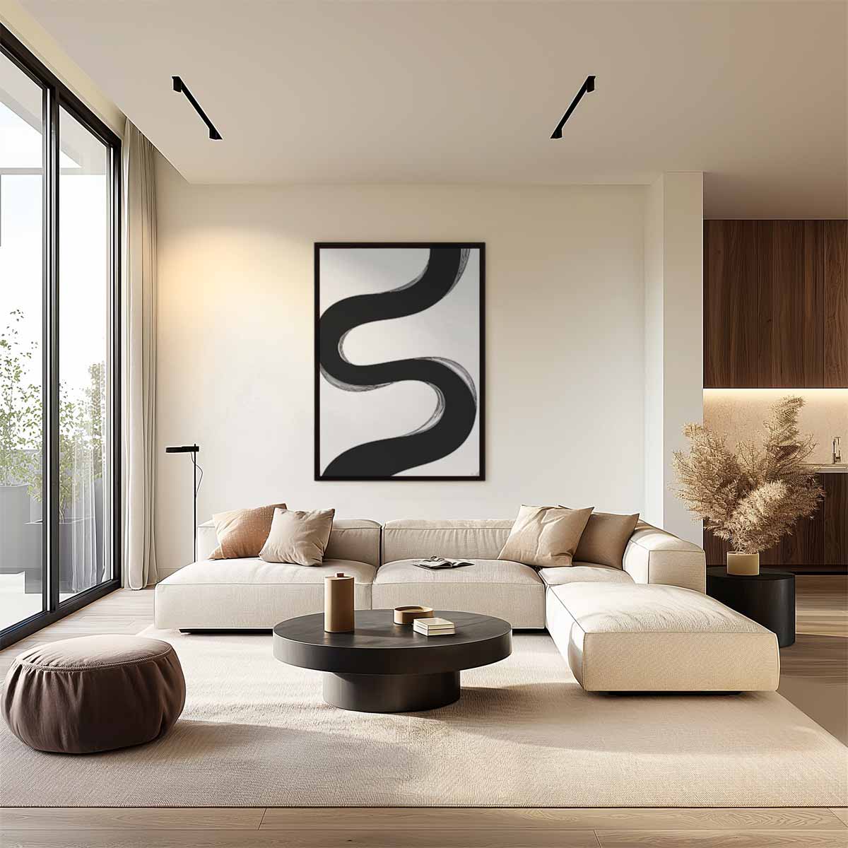 Zwarte Golf Beweging Kunstwerk-canvas-dibond-plexiglas-wanddecoratie-WallArtistic