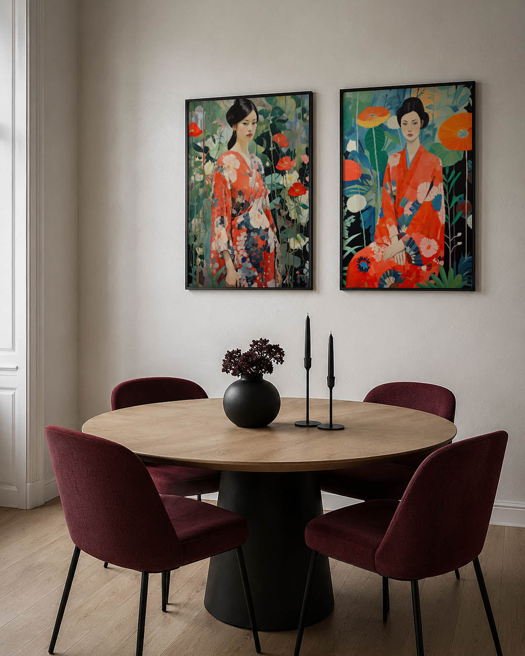 Bloemen en kimono Posterset