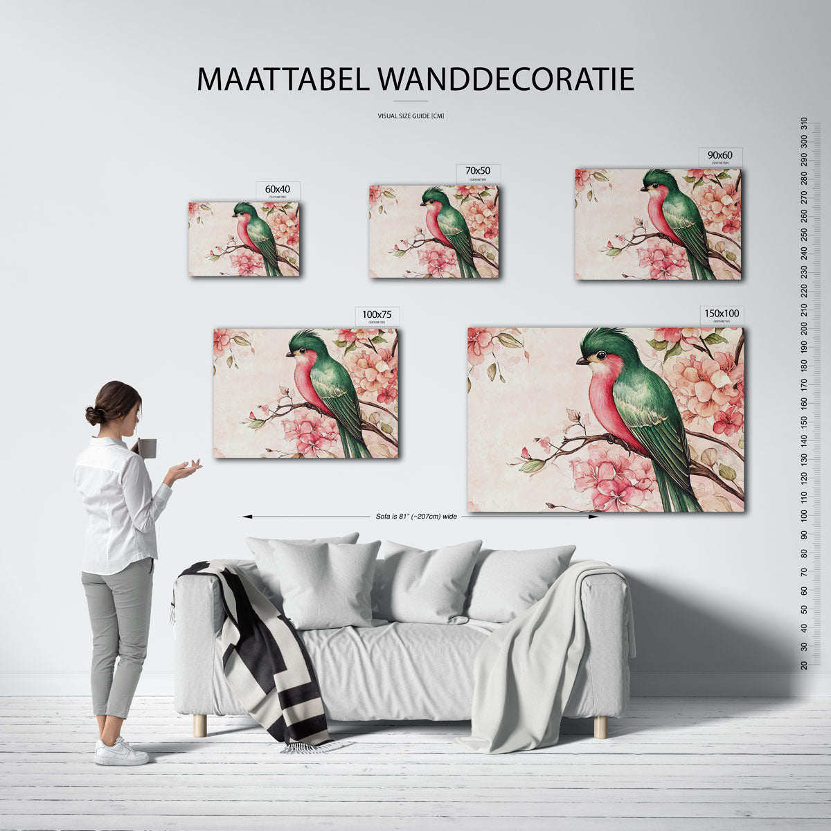 Vogel en bloemen Kunstwerk