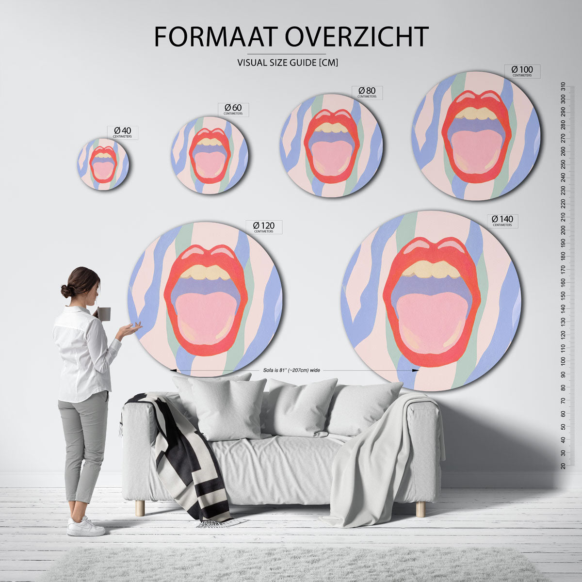 Open mond Muurcirkel