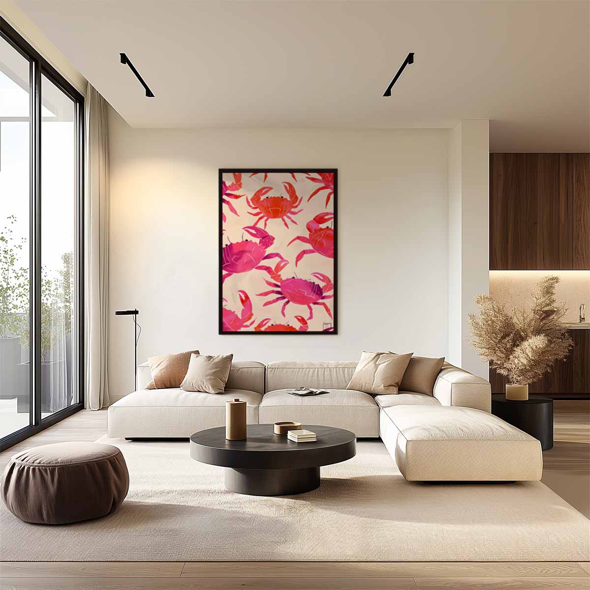 Vrolijke Krabben Illustratie Kunstwerk-canvas-dibond-plexiglas-wanddecoratie-WallArtistic