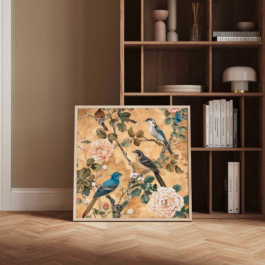 Vogels en bloemen Poster