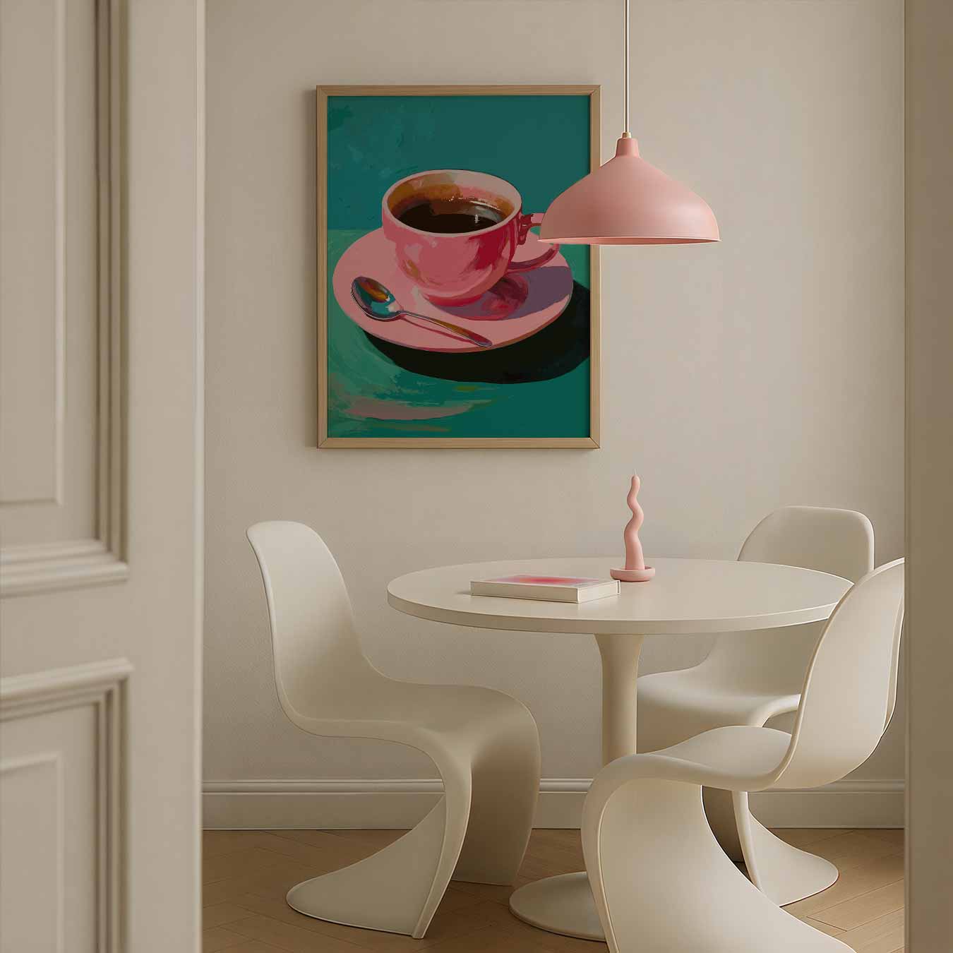 Roze Koffiekunst Poster-WallArtistic