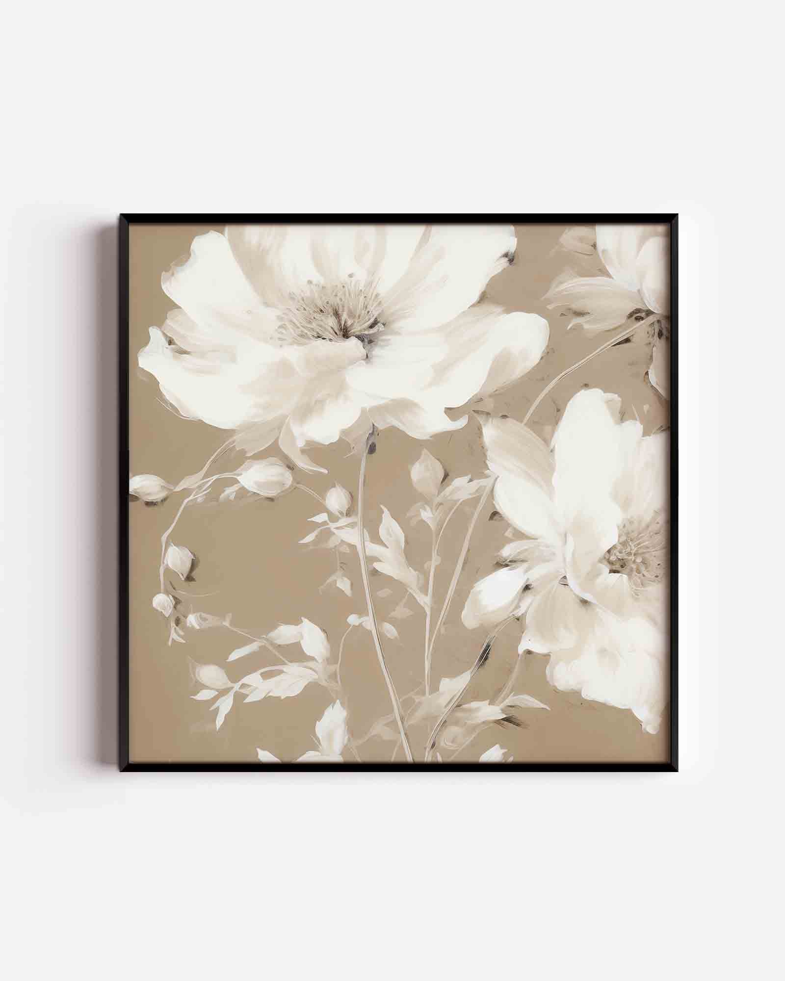 Bloemen op beige Poster