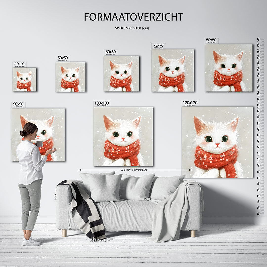 Schattige kat met sjaal Kunstwerk