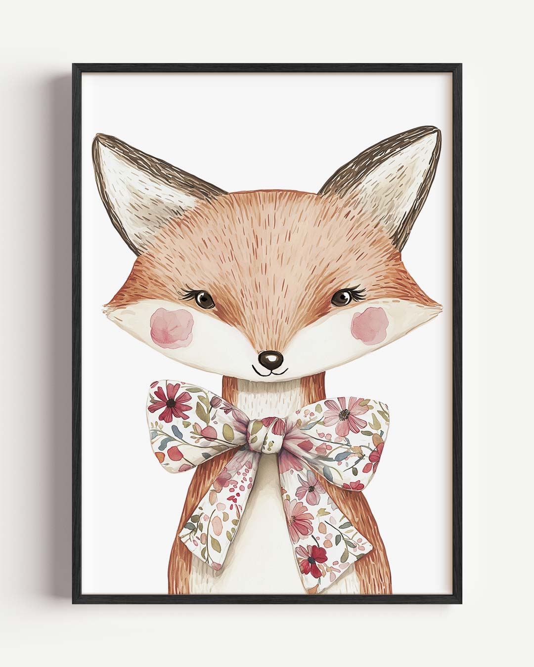 Vrolijke Vos Met Bloemenstrik Poster-WallArtistic