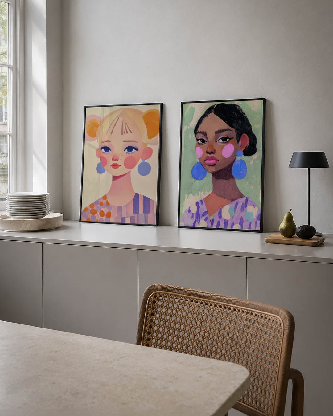 Kleurrijke portretuitdrukking Posterset