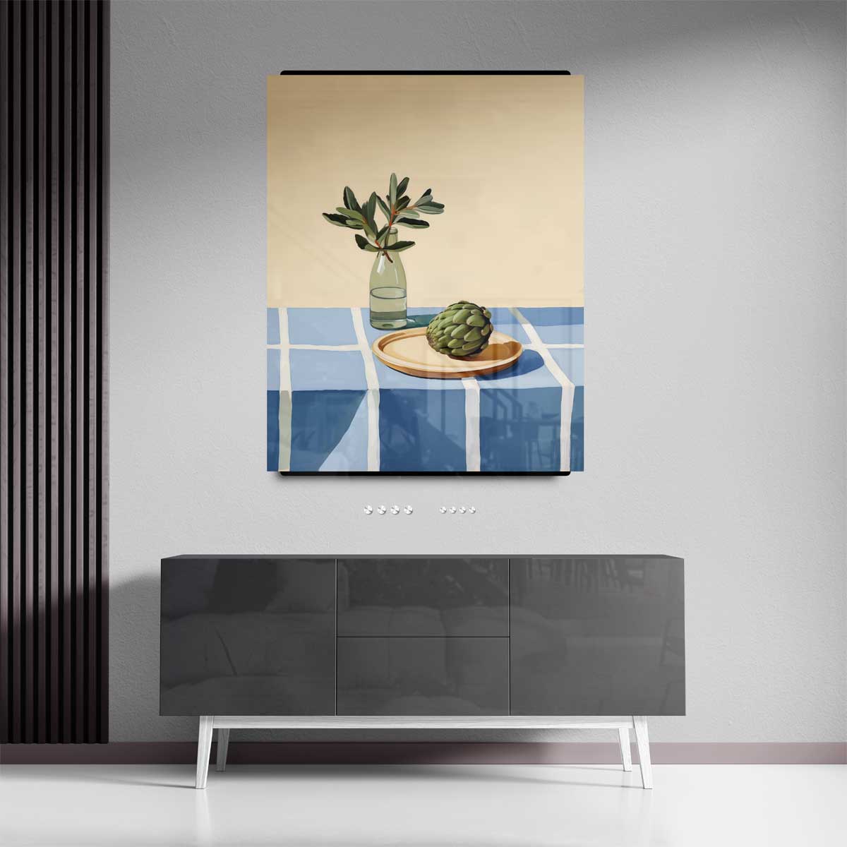 Stilleven met Artisjok en Fles Kunstwerk-canvas-dibond-plexiglas-wanddecoratie-WallArtistic