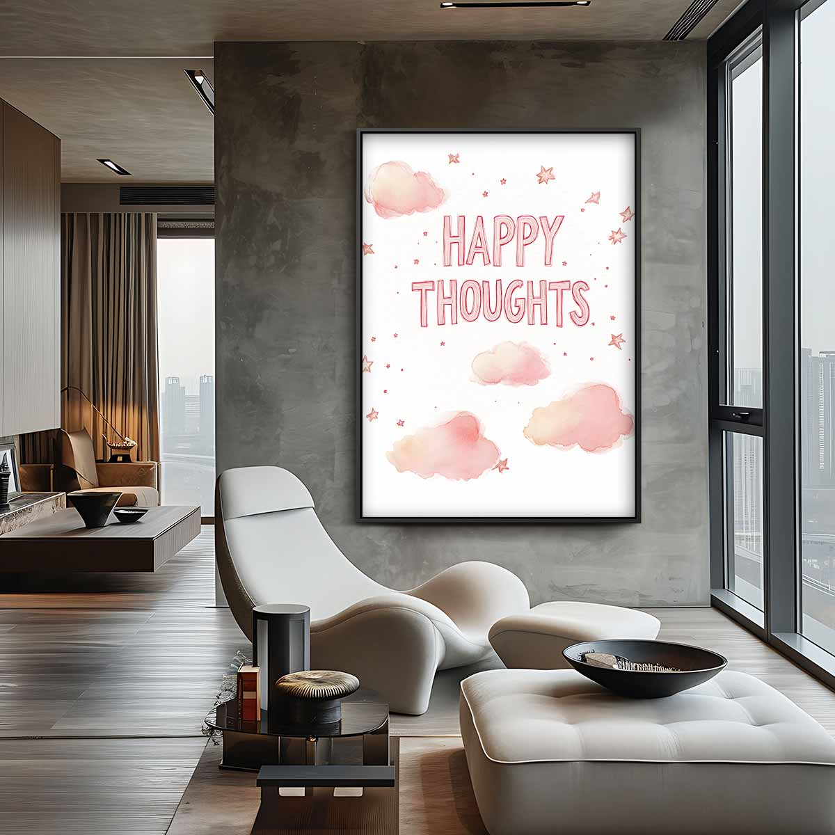 Happy Thoughts Wolkenposter Kunstwerk-canvas-dibond-plexiglas-wanddecoratie-WallArtistic