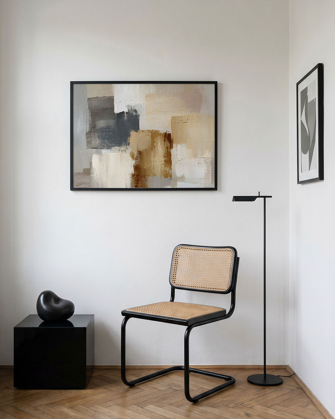 Abstracte beige en grijze vlakken Poster