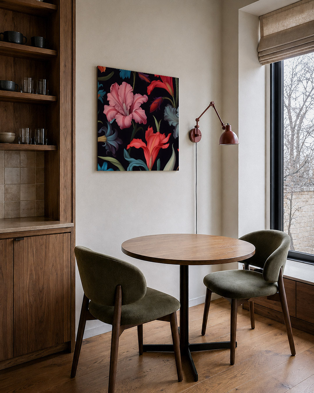Bloemenpracht op zwart Kunstwerk