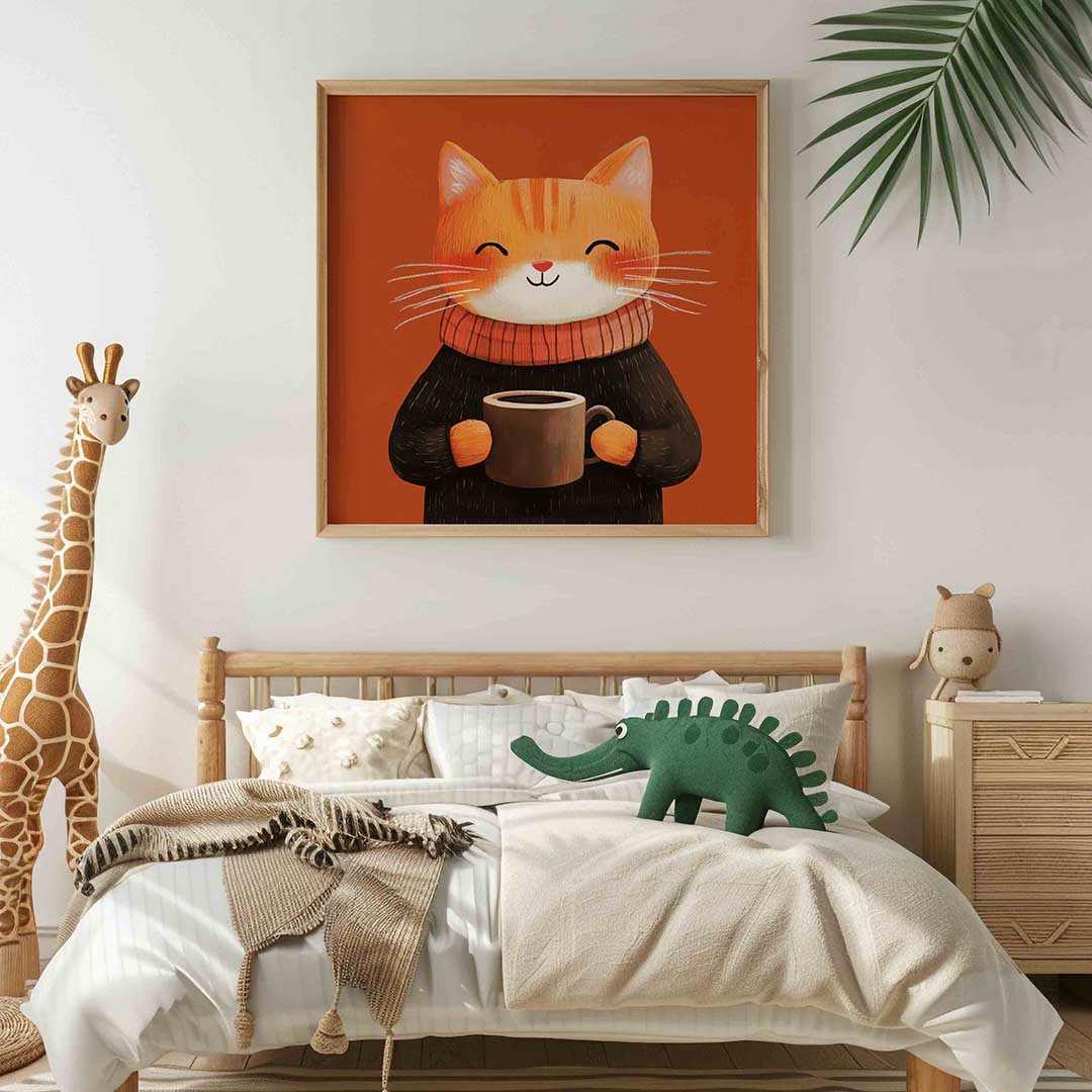 Kat met mok Poster