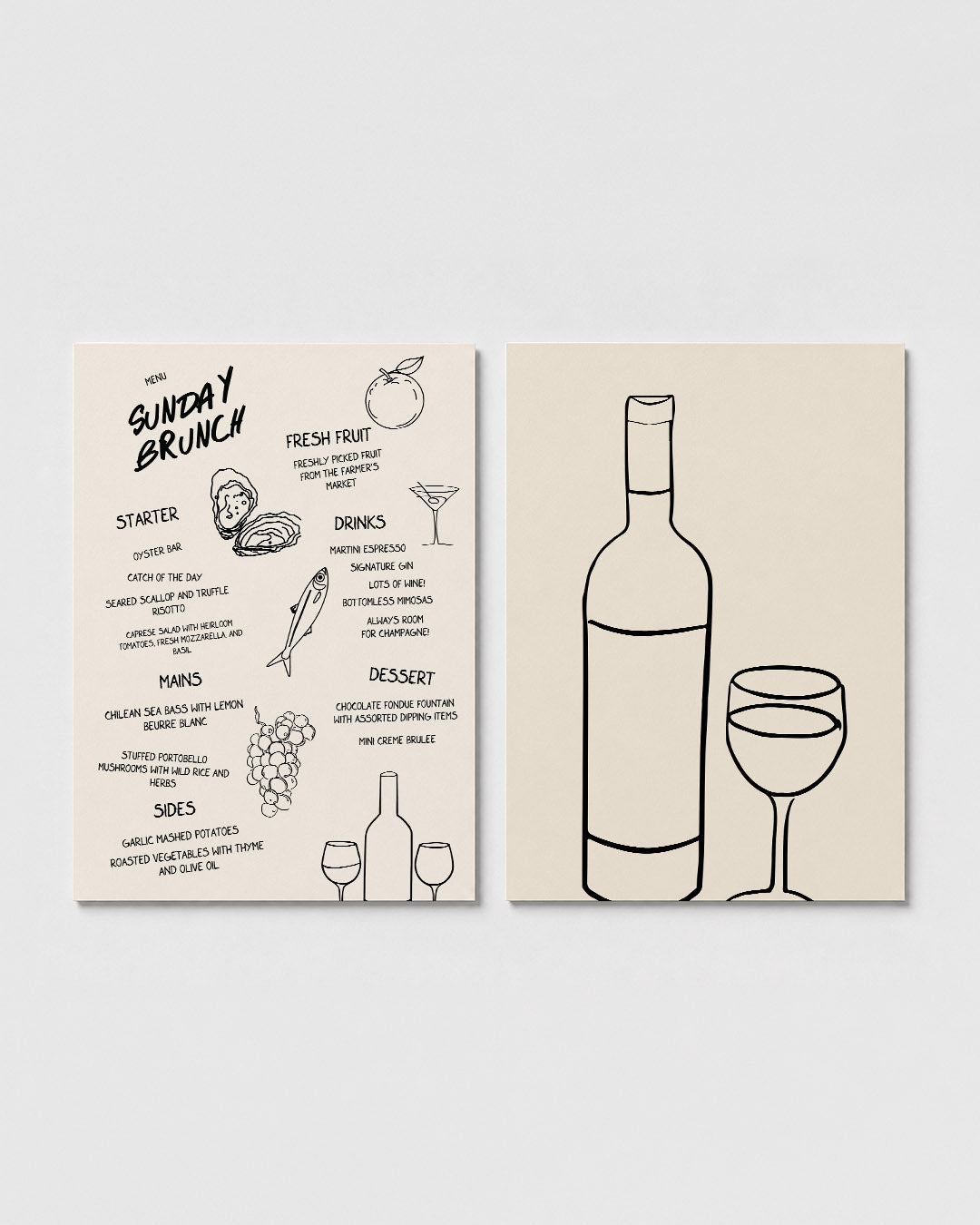 Eten en illustraties Posterset