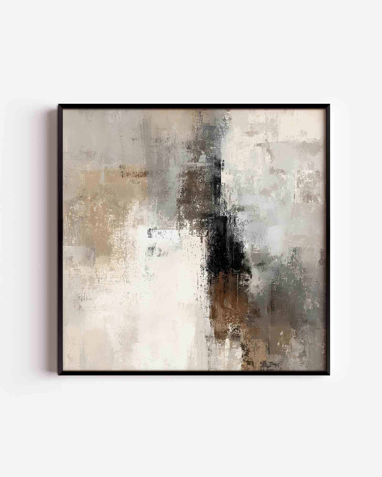 Abstracte beige en grijze Poster