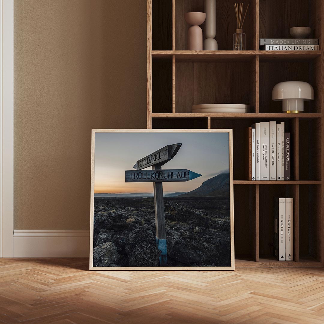 Wegwijzer in landschap Poster
