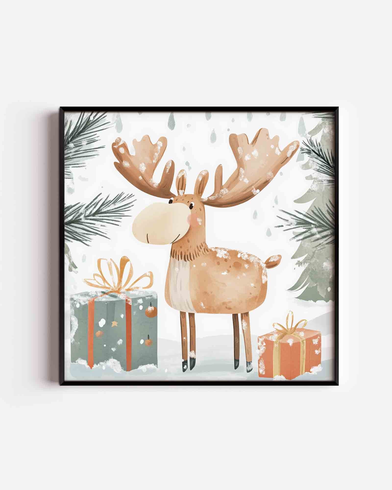 Rendier met cadeaus Poster