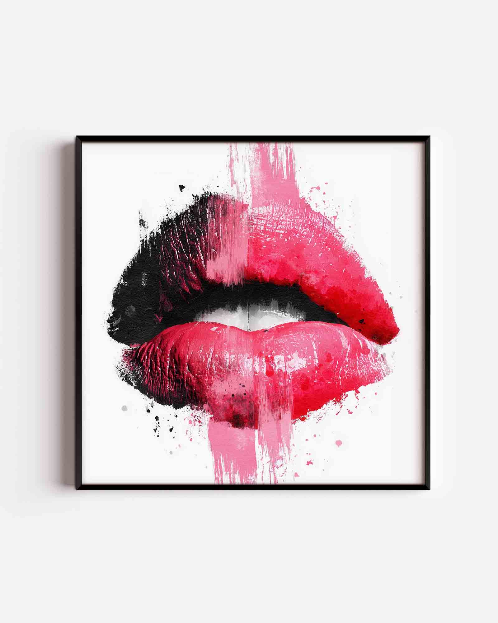 Lippen in zwart en roze Poster