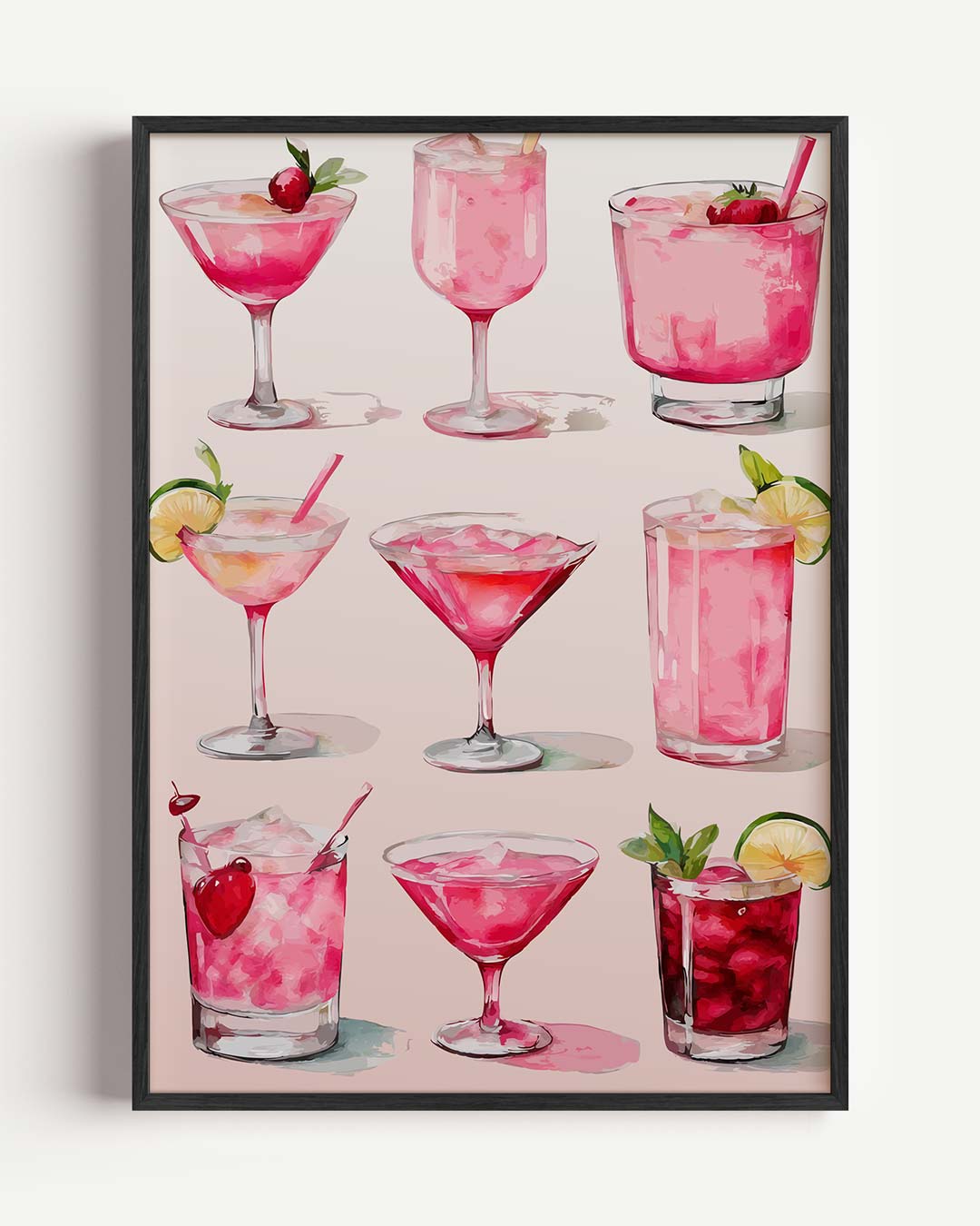Roze Cocktail Kunstposter-WallArtistic