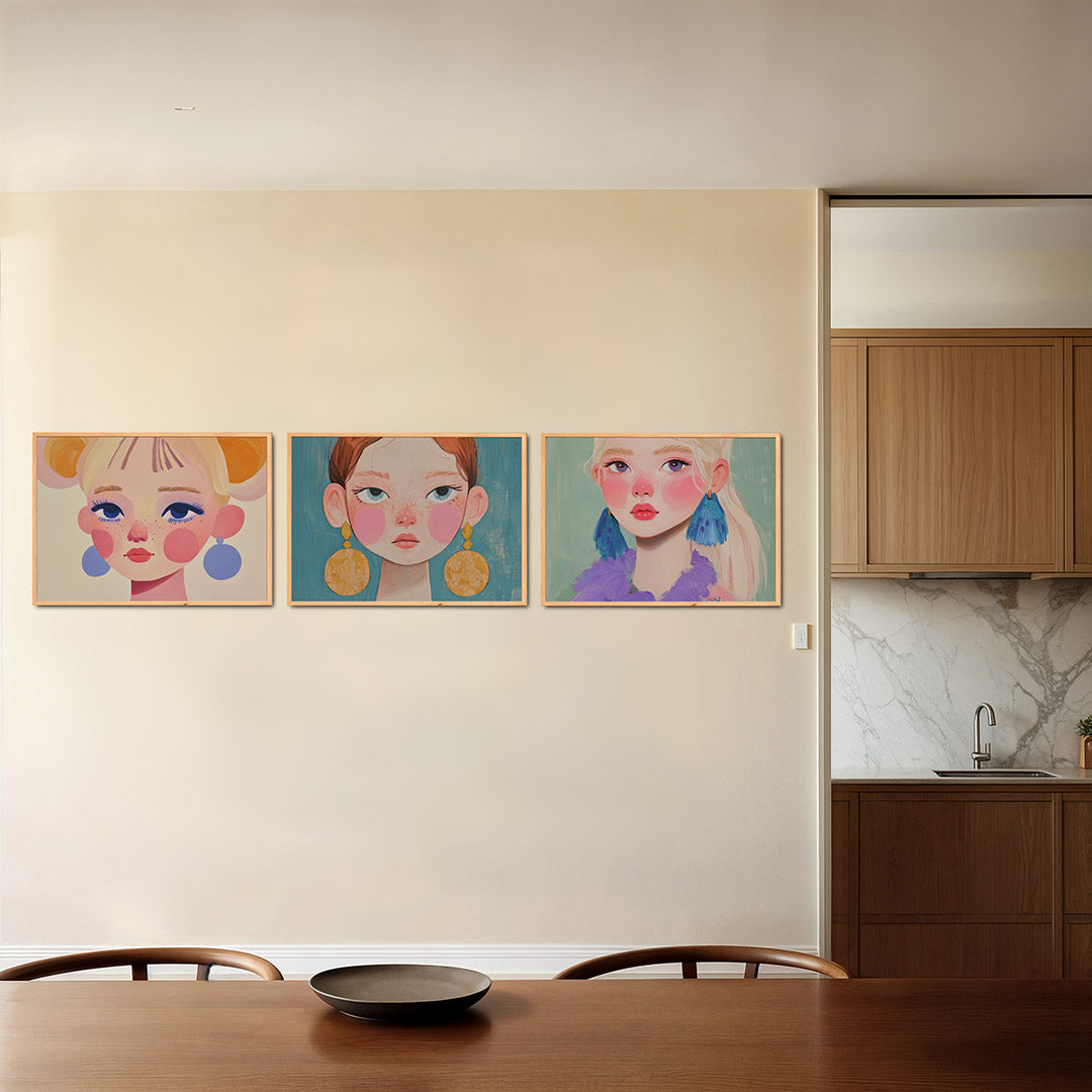Kleurrijke portretvlakken Posterset