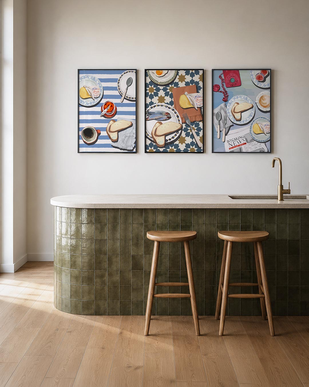 Ontbijt op strepen Posterset