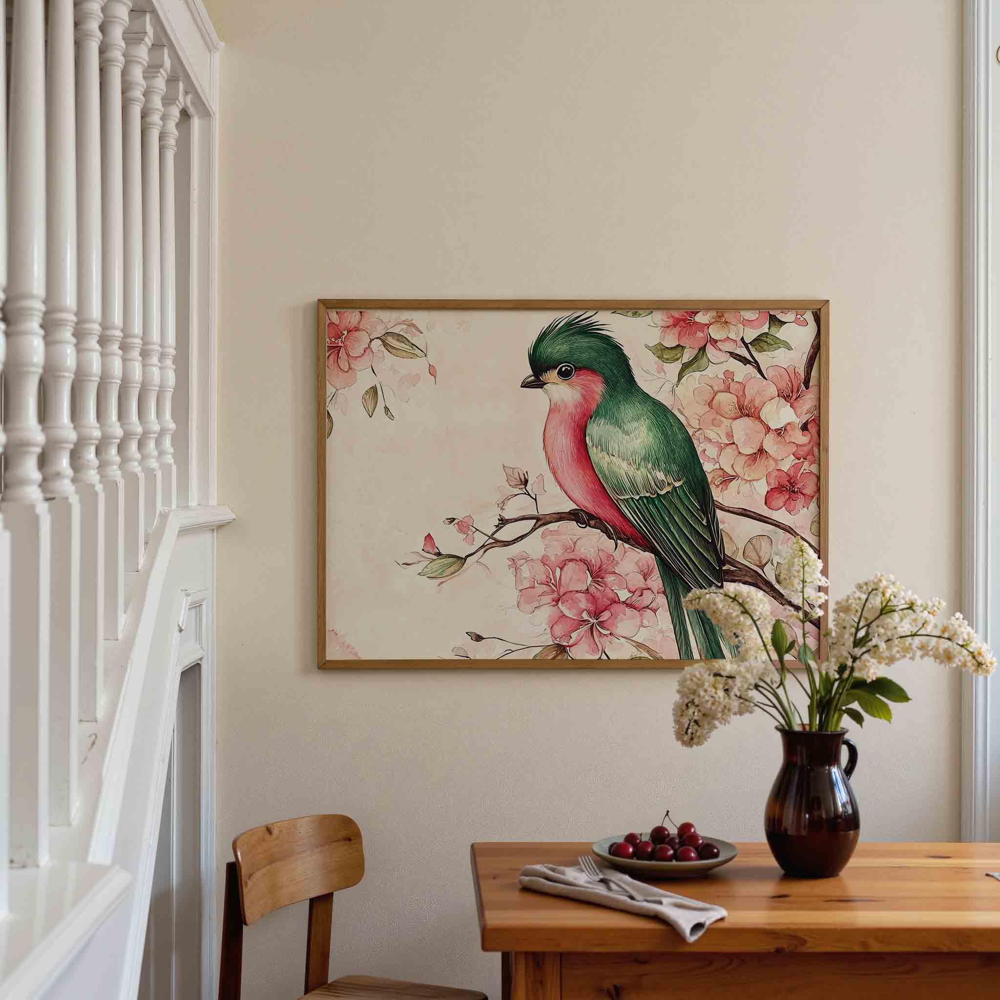 Vogel en bloemen Poster