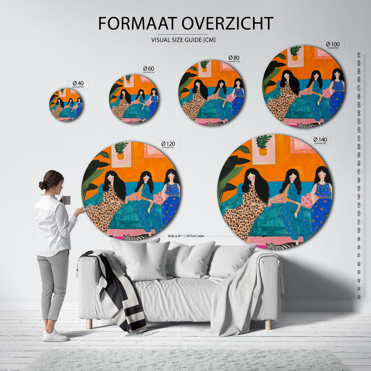 Drie vrouwen op bank Muurcirkel