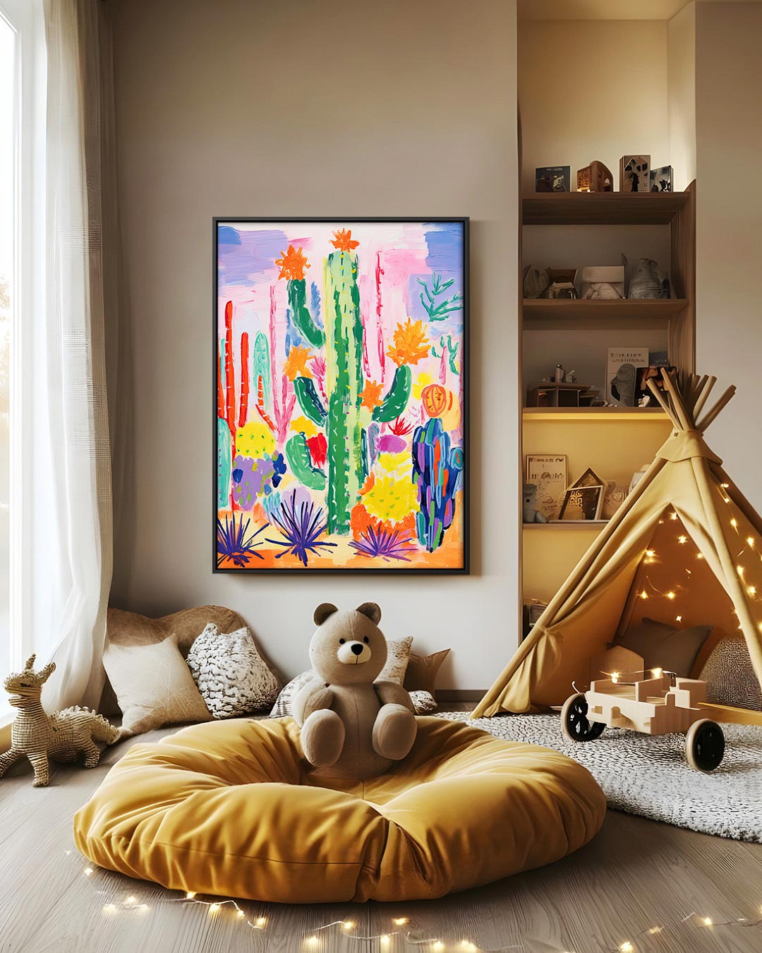 Kleurrijke cactussen Kunstwerk