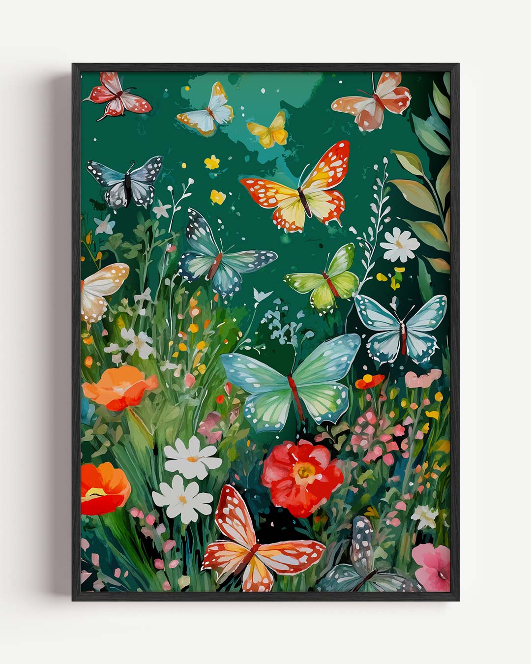 Vlinders en Bloemen Paradijs Poster-WallArtistic