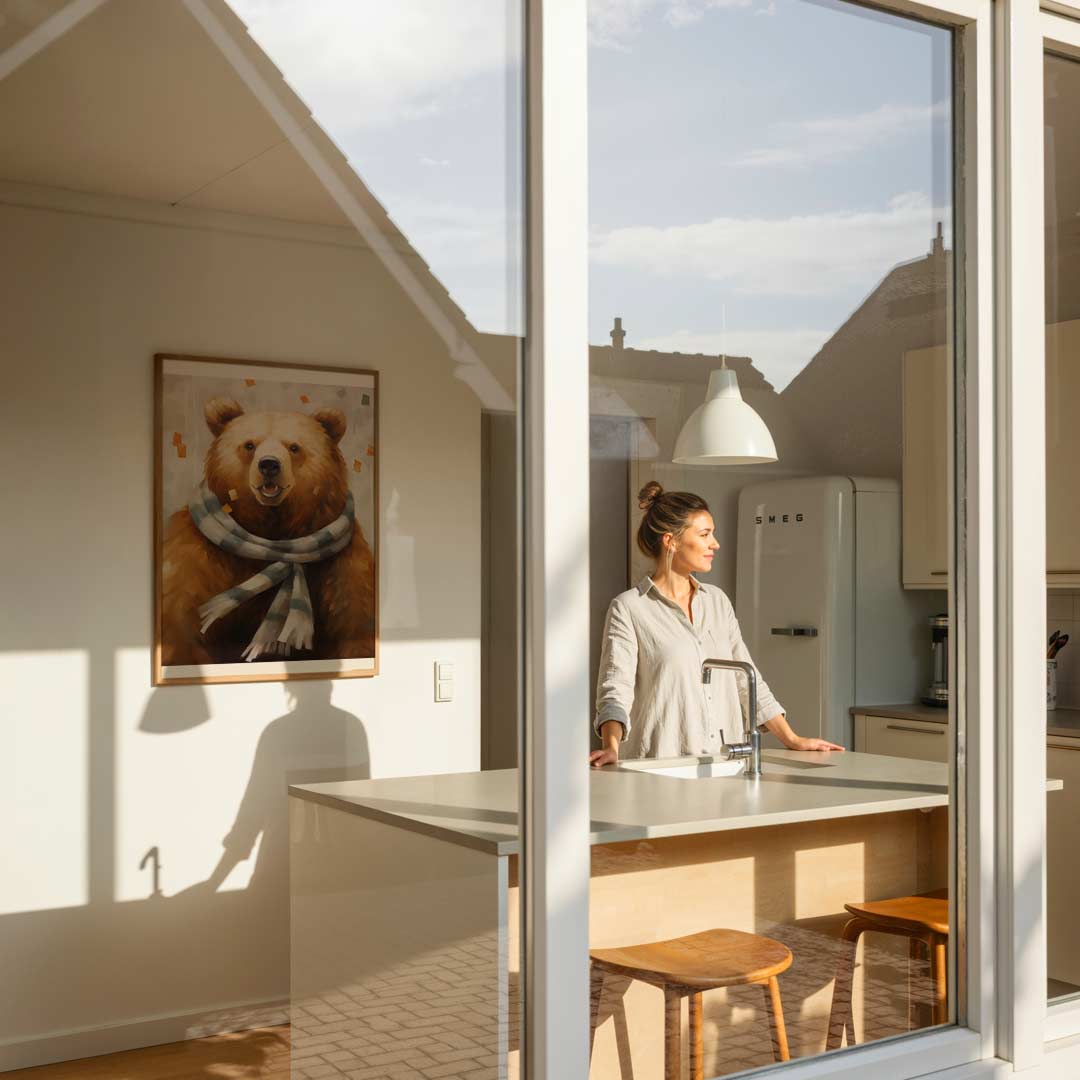 Knuffelbeer met Sjaal Poster-WallArtistic