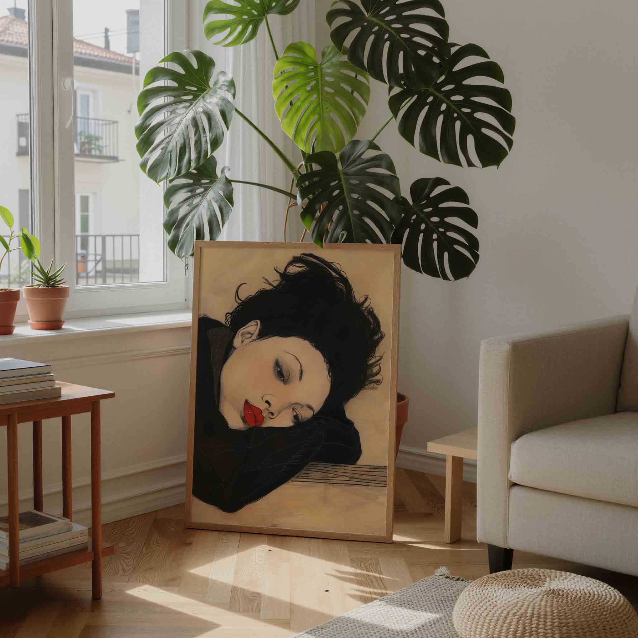 Vrouw met rode lippen Poster