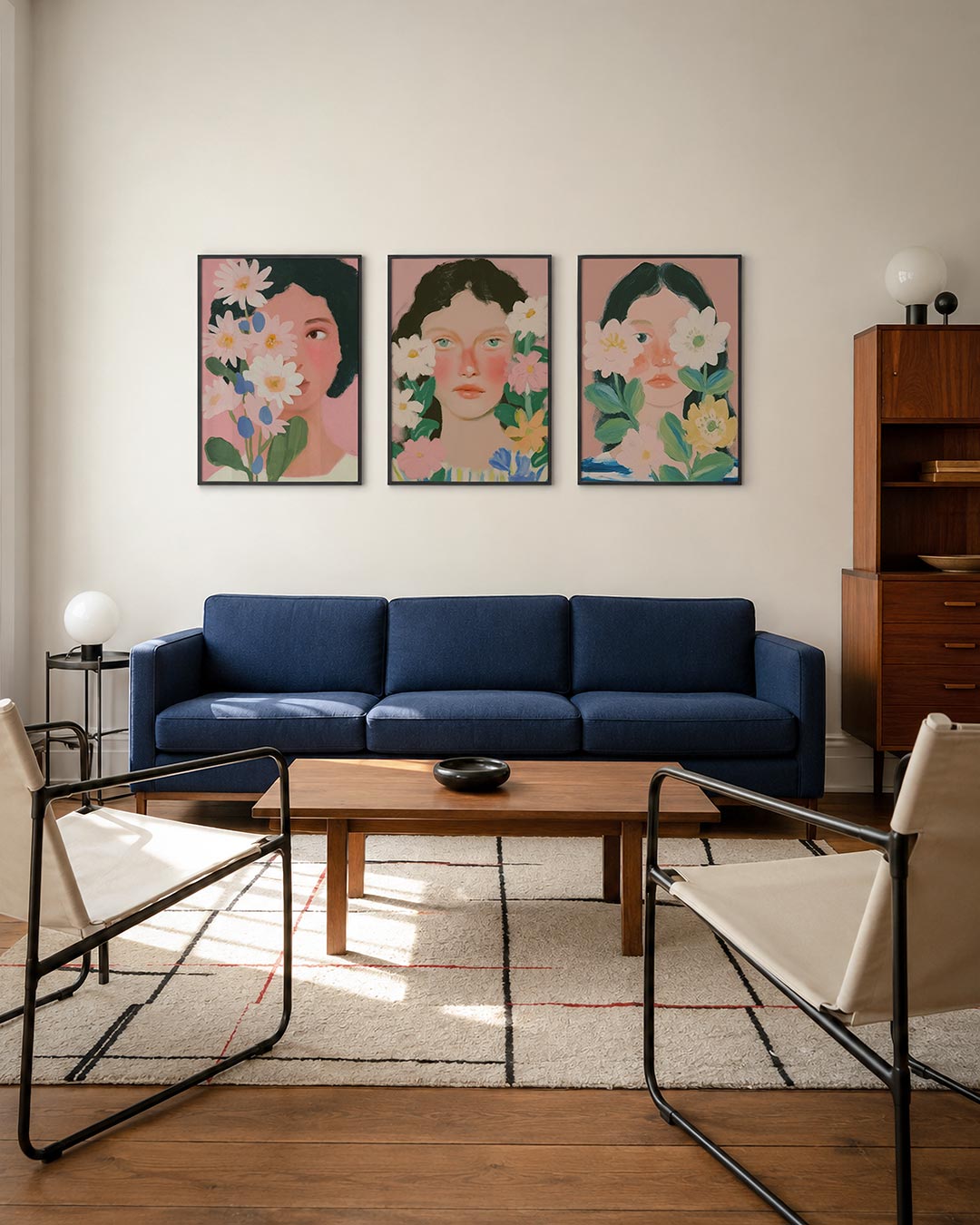 Bloemen en gezicht Posterset