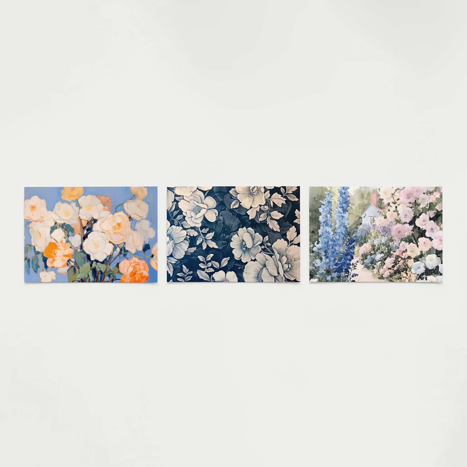 Bloemrijke kleurvlakken Posterset